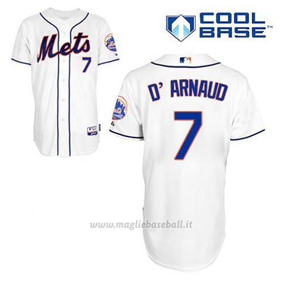 Maglia Baseball Uomo New York Mets Travis D'arnaud 7 Bianco Alterner Cool Base